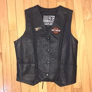 Leather motorcycle vest S